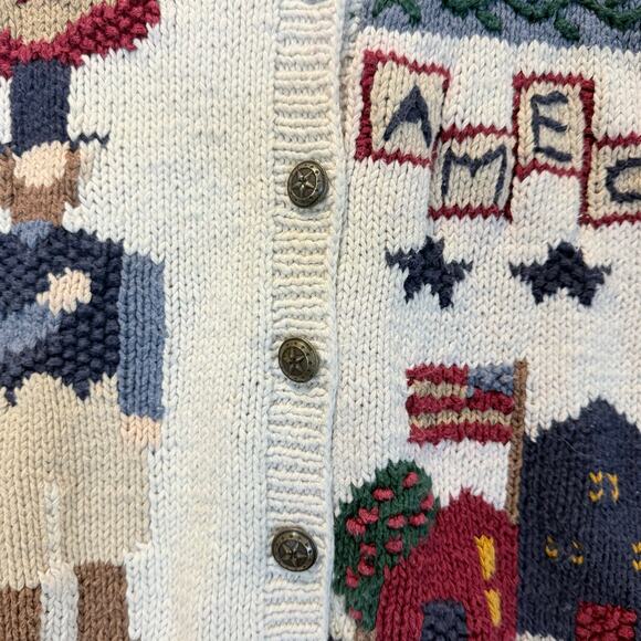 Northern Isles Cardigan Sweater American Flag M 4th July USA Patriotic Americana - Picture 7 of 12